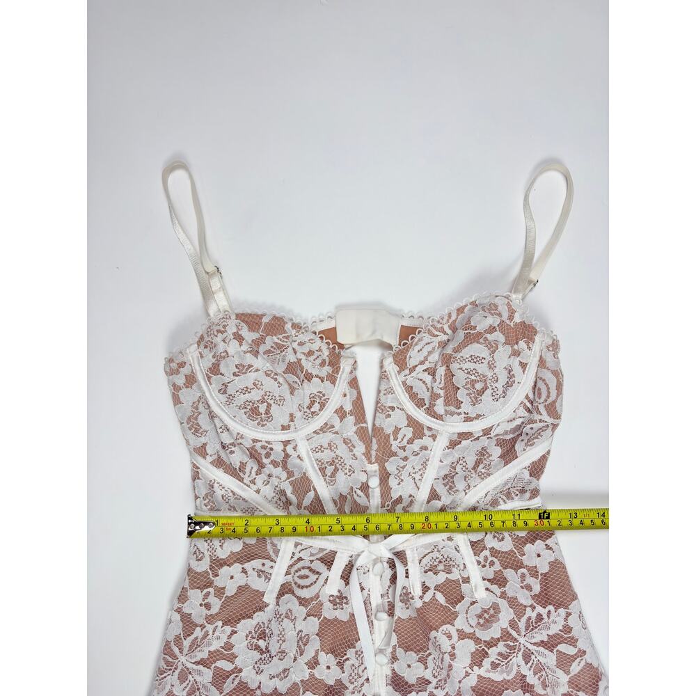 For Love & Lemons Ivory Lace Corset Mini Dress Nude Lining Romantic Bridal New - Picture 13 of 16